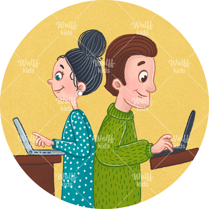 Einzelner Magnet: Mama und Papa arbeiten (im Homeoffice)